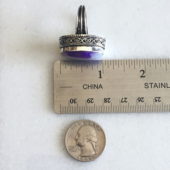 New Purple Botswana Agate Stone Silver Overlay Vintage Style Ring Size 7.75 - Picture 6 of 11